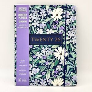 Simplified 2026 Monthly 12-month Thin Slim Planner (Lush Lavender Garden)